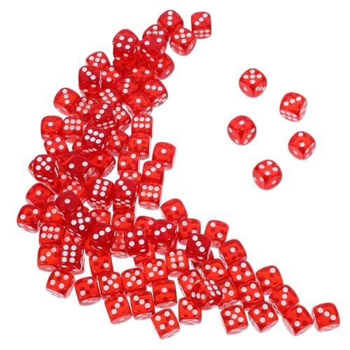 EXAOMBLE 100 Stück Transparente Spielwürfel Dice für Brettspiele Party Zubehör und Seitige mit Abgerundeten Ecken für Verschiedene Tischspiele von EXAOMBLE