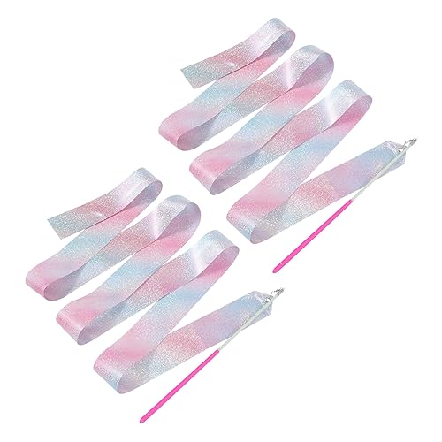 EXAOMBLE 2 Stück -Bänder Trikots für Mädchen Kurs Bänder tanzen Gymnastikstock Turnanzüge für Mädchen tanzband Tanzband für Polyester-Streamer farbiges Band Rosa von EXAOMBLE
