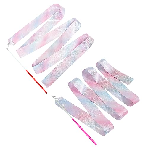 EXAOMBLE 2 Stück -bänder Funkeln Gymnastikband Klein Regenbogen Jugend Gymnastik- Wettbewerbsfähig Blinken Für Streamer Rhythmische Gymnastik Schleife Blau Rot Polyester von EXAOMBLE