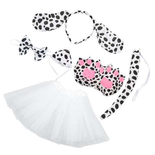 EXAOMBLE Niedliches Welpenohren Stirnband mit Tüllrock Falscher Nase Handschuhen und für Party Tierkostüm Zubehör für Halloween Fasching Cosplay und Bühnenauftritte von EXAOMBLE