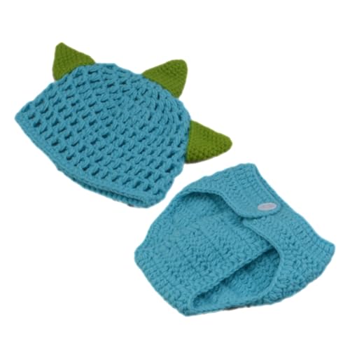 EXCEART 1 Satz Neugeborenen Kostümset Teiliges Dino Outfit für Babyfotografie Süßer Dinosaurier Hut Hose Foto Requisiten für Unvergessliche für Neugeborene Kreative Erinnerungen von EXCEART