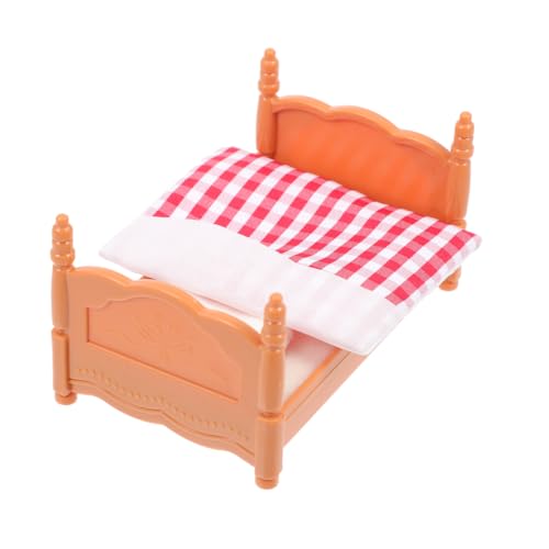 EXCEART 1 Set Puppenhaus Bett Miniatur Queen Bett Mini Bettwäsche Spielzeug Puppenhaus Möbel Zubehör Dekoration Rosa von EXCEART