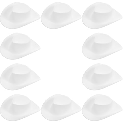 EXCEART Spielzeuge 10st Mini-cowboyhut Mini-weinflaschenhüllen Kleine Partyhüte - -hüte Miniatur-cowboyhüte Winzige Zylinder Mini-Zylinder Schmücken Plastik Haustier Weiß von EXCEART