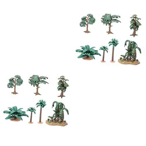 EXCEART 2 Sätze Simulation Von Bäumen Puppenhaus Baumschmuck Palme Mikrolandschaftsdekorationen Hawaiianische Partyverzierung Mini-Strand Ornament Grün Plastik Künstlicher Baum Sandkasten von EXCEART