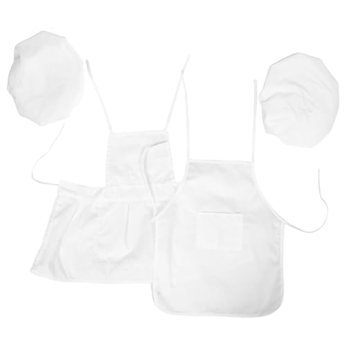 EXCEART 2 Sets Babyschürze und Kochmütze – Weißes Kochkostüm, Bäcker-Outfit für Kinder im Alter von 1–12 Monaten – Requisiten für Fotoshootings in der Küche, Spielzeit, Kinderkochpartys von EXCEART