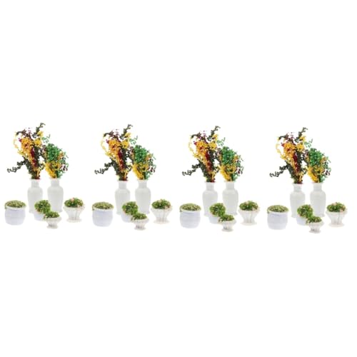 EXCEART 24 STK Mini-pflanzvase Mini-puppenhaus Schreibtischdekoration Puppenmöbel Puppenstuhl Blumendekor Simulation Mini-blumenvase Grün Weihnachtsdekorationen Bonsai Plastik Miniatur von EXCEART