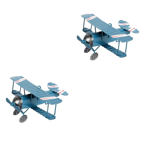 EXCEART 2St Spielzeuge Vintage dekoratives Flugzeugmodell Schreibtischaufsatz Metall Wohnkultur Modelle Spielzeug mit Flugzeuganhänger Retro-Flugzeug-Dekor Jahrgang schmücken Segelflugzeug von EXCEART