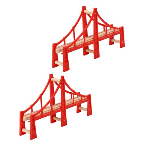 EXCEART 2St Spur Kinderspielzeug Puzzles Holz Holzspielzeug spaß The Pleasure Zubehör für den Bahnausbau Spielzeug-Verbindungsbrücken hölzern Zugbrücke rote Brücke Hängebrücke Plastik von EXCEART