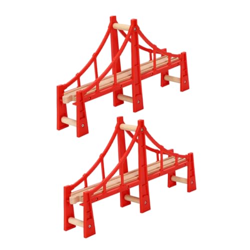 2St Spur Eisenbahngleis Spielzeug Eisenbahnbrücken aus Holz Kinderspielzeug Modelle Spielzeuge Spielzeugbrücken Bahngleisbrücken Puzzle Hängebrücke Verbinder Zugbrücke Zubehör von EXCEART