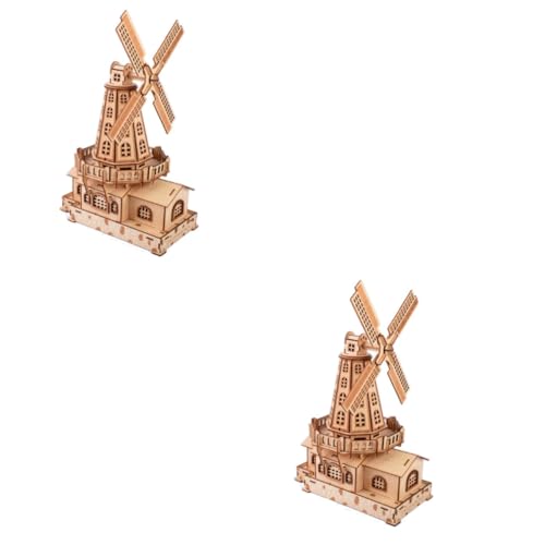 EXCEART 2St Rätsel Windmühle Holzpuzzle 3D-Windmühlen-Puzzle Puzzle Windmühle Windmühlen-Puzzle selber Machen Windmühlenpuzzle aus Holz gebaut Niederlande Hölzern von EXCEART