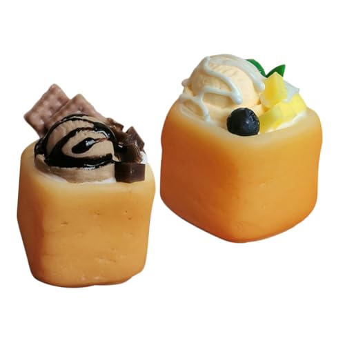 EXCEART 2stücke Miniatur-Eiscreme Toast Für Puppenhaus Winzige Dessertmodelle Aus Kochspielzeug Für Puppenhaus-Dekoration Mikro-landschaftsspielzeug von EXCEART