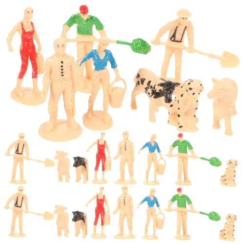 EXCEART 3 Sätze Mini-Ranch-Figur Bauern-rollenspielfigur Realistische Bauernfiguren Menschenspielzeug Aus Plastik Mini-Landwirt-Figur Spieltiere Figuren Miniatur Vorschule Einstellen Abs von EXCEART