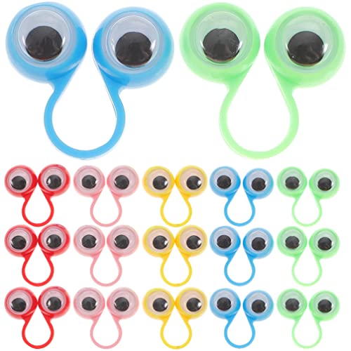 EXCEART 30 Stücke Augen Fingerpuppen Mini Fingeraugen mit Wackelaugen Augapfel Finger Ringe Spielzeug Geschenk für Babys Kinder Geburtstag Party Mitgebsel Zufällige Farbe von EXCEART