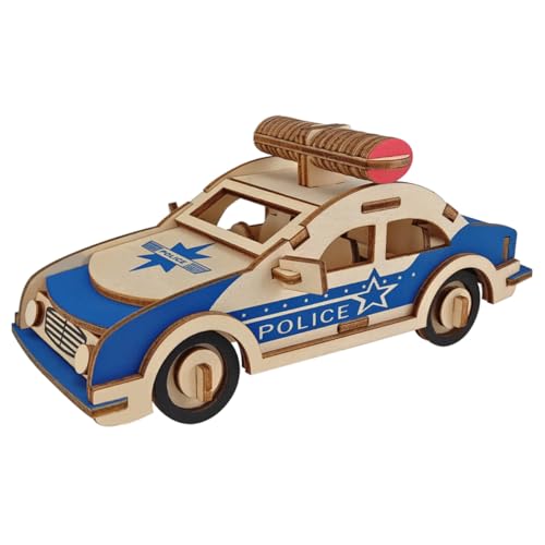 EXCEART 3D-rätsel Kidcraft-spielset Holzspielzeug Polizeiauto Rätsel Kind Hölzern Schneiden Puzzle von EXCEART