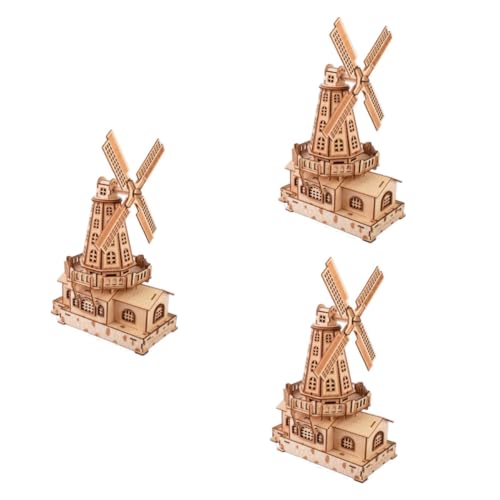 EXCEART 3St Rätsel 3D-Windmühlen-Puzzle Windmühlen-Puzzle selber Machen Windmühle Holzpuzzle Puzzle Windmühle Windmühlenpuzzle aus Holz Farbkasten Niederlande Bambus von EXCEART