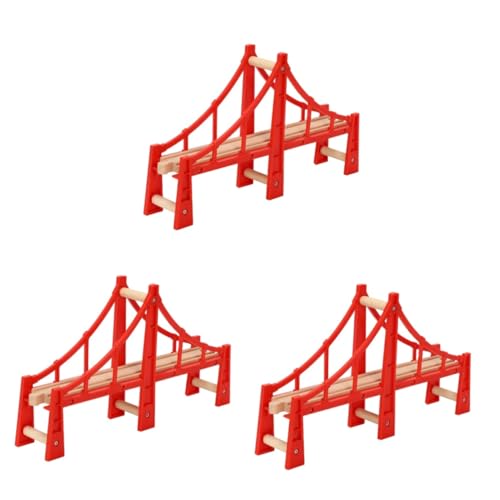 EXCEART 3St Spur Spielzeug Eisenbahnbrücke Zugböcke Schienenzubehör aus Holz Eisenbahngleis aus Holz Züge für Kinder Gleisbrücke erhöhte Holzbrücke Puzzle Modell hölzern von EXCEART