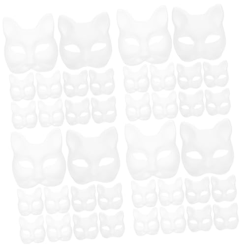 EXCEART 40 Stk Leere Maske Leere Tiermaske Japanische Kabuki-maske Tiermasken-handwerk Maskerade Kostümzubehör Cosplay-outfits Katze Gewöhnliche Weiß Männer Und Frauen Kunsthandwerk Papier von EXCEART
