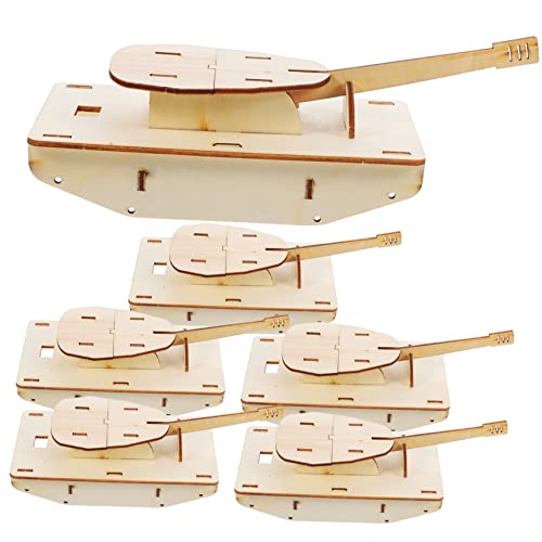 EXCEART 6 STK Zusammengebauter Holztank unfertiges Panzermodell aus Holz 3D-Gebäude-Puzzle Kinder konstruktionsspielzeug Bauspielzeug für Kinder 3D-Rätsel Rätsel für Erwachsene Wagen Suite von EXCEART