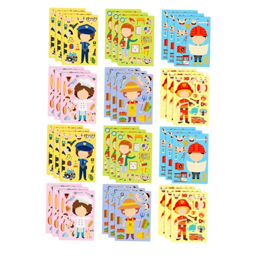 EXCEART 6 Sätze Berufspuzzle Aufkleber mit DIY Kostümen Bunte Interaktive Dress Up Sticker für Fördert Hand Koordination Kreatives Lernen und Eltern Junge Mädchen Spiele zu Hause und von EXCEART