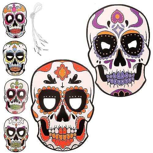 EXCEART 6 Stück Tag Der Toten Masken Masken Totenkopf Papiermasken Kinder Skelette Cosplay Masken Cinco De Mayo Fiesta Kopfbedeckung Halloween Partygeschenke B von EXCEART