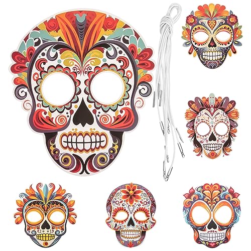 EXCEART Cosplay-Masken 6 Stück Tag Der Toten Partymasken Papiermaske Maske Maskerade Vollgesichtsmaske Mexikanisches Kostümzubehör Für Halloween Tag Der Toten Dekor Party-Papiermasken von EXCEART