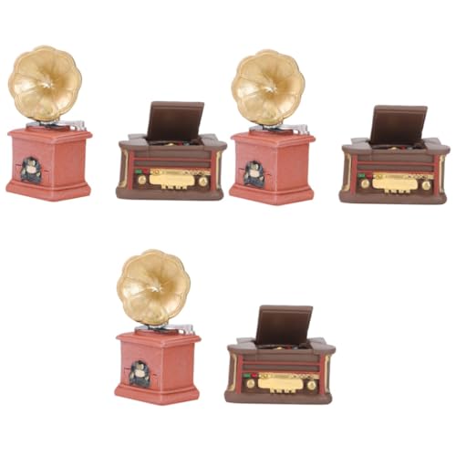 EXCEART 6 STK Vintage-Ornamente Spielzeug für Kinder kinderspielzeug Mini-Modell Mini-Phonographenmodell tortendeko Einschulung Wohnkultur Mini-Landschaftsmodell-Dekor Mini- -Dekor Harz von EXCEART