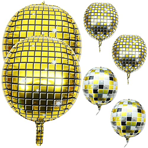 EXCEART 6St Disco-Kugel-Ballon Discokugelballons aus Aluminiumfolie Geburtstagsparty-Dekoration jahrestag festlich prom Golddekor hochzeitsdeko Partybevorzugung große Feenballons 4d von EXCEART