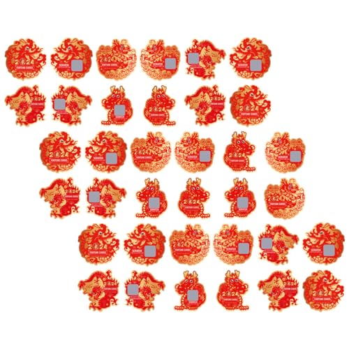 EXCEART Chinesische Neujahrs-Rubbelkarten: 64 Stück Glückskarten Für Das Jahr des Drachen Im Jahr 2024 Mond-Neujahrs-Glücksrubbelkarten Für Chinesische Neujahrsparty-Geschenke von EXCEART
