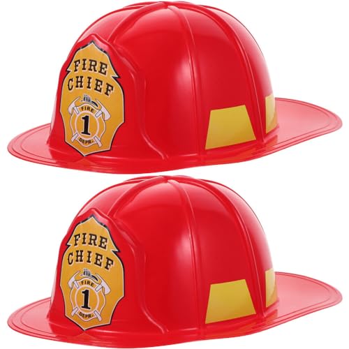 EXCEART Feuerwehrhelm Für Erwachsene 2 Stück Feuerwehrmann-Hut Erwachsenen-Feuerwehrmann-Kostüm-Helm Feuerwehrmann-Hut Roter Feuerwehrmann-Helm Halloween-Kopfbedeckung Für von EXCEART