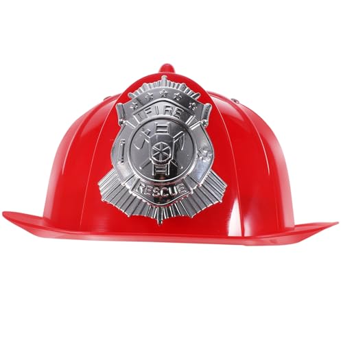 EXCEART Feuerwehrhelm Rot Feuerwehr Helm Kinder Erwachsene Plastik Feuerwehrmann Helm Schutzhelm Weihnachten Halloween Kostüm Cosplay Fasching Karneval Party Verkleidung Spielzeug Zubehör von EXCEART