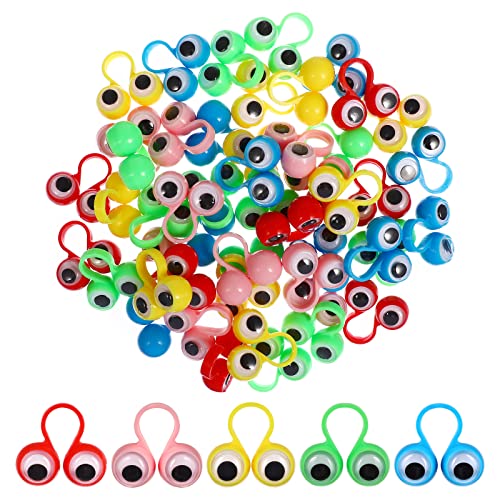 50 Pcs Auge Fingerpuppen Wiggly Augapfel Finger Puppet Ringe Auge Finger Spielzeug Kinder Große Augen Finger Ring Puppen für Kinder Party Favor (Gelegentliche Farbe) von EXCEART