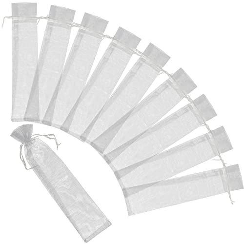 EXCEART Organza Storage Bag 20pcs Fan Storage Pouches Craft Wrapping Bags White Drawstring present Case, 10.43 x 2.36 Inch von EXCEART