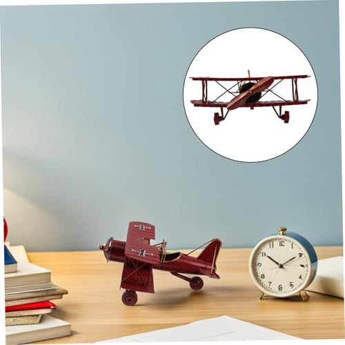 EXCEART Retro Eisen Flugzeug Modell Groß Rot Vintage Eisenkunst Dekoration für Zuhause Büro Kinderzimmer Sammler von EXCEART