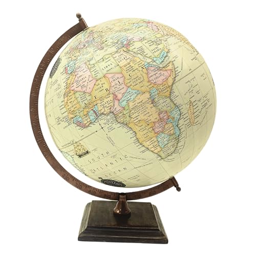 EXERZ 30cm antiker Globus mit quadratischem Holzsockel, moderne Karte in Vintage-Farben, handgefertigt EXERZ 30cm antiker Globus mit quadratischem Holzsockel, moderne Karte in Vintage-Farben, handgefertigt von EXERZ
