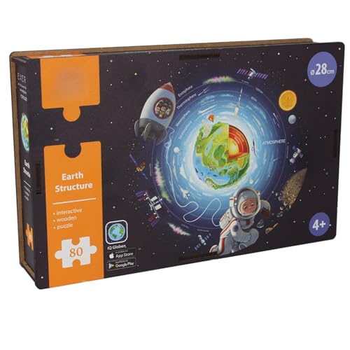 EXERZ 80-teiliges Holzpuzzle, rund, Durchmesser 28 cm, „Erde und Weltraum“, einzigartige runde Form, interaktive AR-Funktion für Weltkarte mit kostenloser iOS-App EXERZ 80-teiliges Holzpuzzle, rund, Durchmesser 28 cm, „Erde und Weltraum“, einzigartige runde Form, interaktive AR-Funktion für Weltkarte mit kostenloser iOS-App von EXERZ