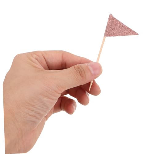 EXHUMKY 12 Stück Teiliges Dreieckige Food Flags in Roségold mit Glitzereffekt Leichte Kuchen und Dessert Topper für Party Geburtstag Hochzeit Vielseitig Einsetzbar bei Obst Snacks und von EXHUMKY