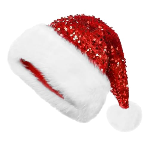 EXHUMKY Weihnachtsmütze mit Doppellagigen Pailletten und Kuscheligem Plüschbesatz Funkelnde Santa Kappe für Erwachsene Wärmend und Stylisch Geeignet für Weihnachtsfeiern und Festtage EXHUMKY Weihnachtsmütze mit Doppellagigen Pailletten und Kuscheligem Plüschbesatz Funkelnde Santa Kappe für Erwachsene Wärmend und Stylisch Geeignet für Weihnachtsfeiern und Festtage von EXHUMKY