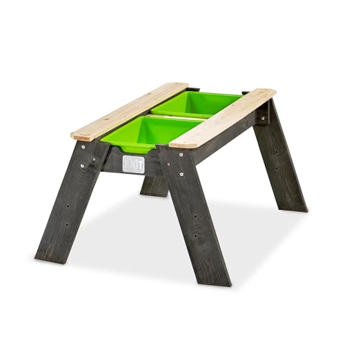 EXIT Toys Aksent Sandtisch & Wassertisch aus Holz - Spieltisch & Picknicktisch - Für Kinder im Garten - Mit 2 herausnehmbaren Behältern & Deckel - 100% FSC Zedernholz - 69x94x50cm von EXIT TOYS
