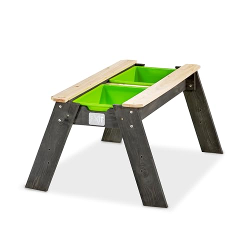 EXIT TOYS Aksent Sandtisch & Wassertisch aus Holz - Spieltisch & Picknicktisch - Für Kinder im Garten - Mit 2 herausnehmbaren Behältern & Deckel - 100% FSC Zedernholz - 69x94x50cm von EXIT TOYS