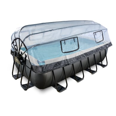EXIT Black Leather Pool 400x200x100cm mit Sandfilterpumpe und Abdeckung und Wärmepumpe - schwarz von EXIT Toys