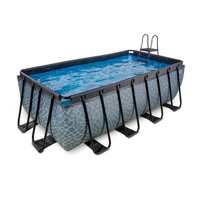 EXIT Frame Pool 4x2x1.22m (12v Filterpumpe) – Grau von EXIT Toys