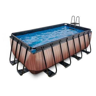 EXIT Frame Pool 4x2x1.22m (12v Filterpumpe) – Holz Optik von EXIT Toys
