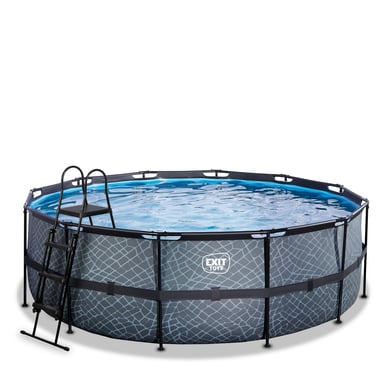 EXIT Frame Pool ø427x122cm (12v Kartusche Filterpumpe) – Grau von EXIT TOYS