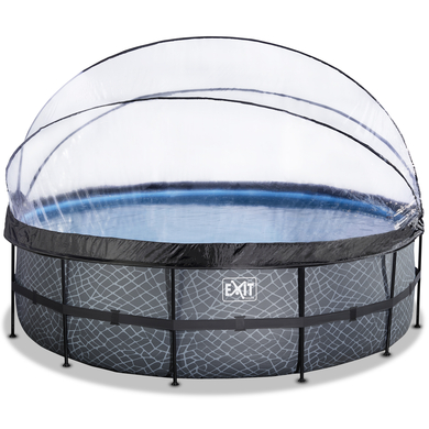 EXIT Frame Pool ø488x122cm(12v Sandfilter) – Grau + Sonnendach von EXIT TOYS