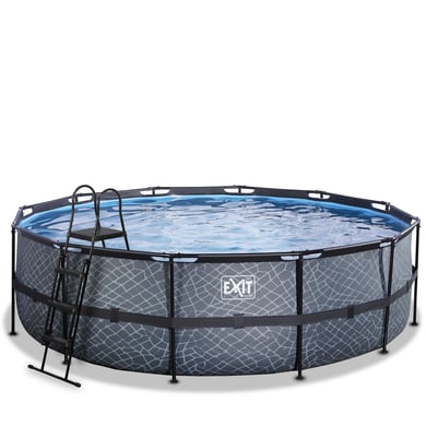 EXIT Frame Pool ø488x122cm (12v Filterpumpe) – Grau von EXIT TOYS