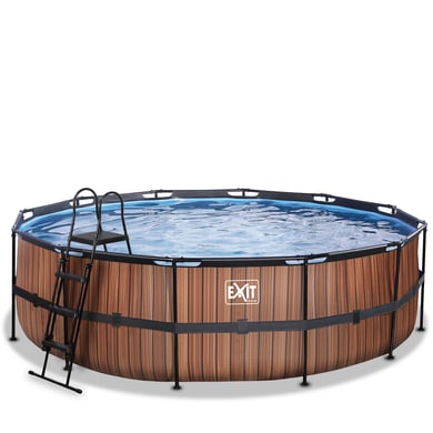 EXIT Frame Pool ø488x122cm (12v Sandfilter) – Holz Optik von EXIT TOYS