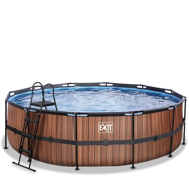 EXIT Frame Pool ø488x122cm (12v Sandfilter) – Holz Optik von EXIT Toys