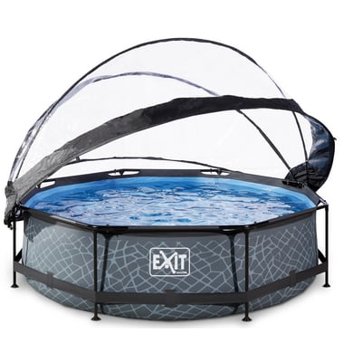 EXIT Pool Stone 300x76cm mit Abdeckung und Filterpumpe, grau von EXIT Toys