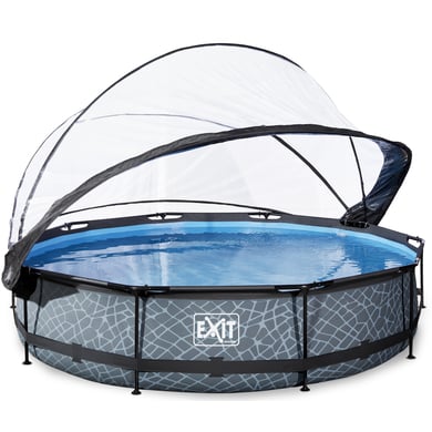 EXIT Pool Stone 360x76cm mit Abdeckung und Filterpumpe, grau von EXIT Toys