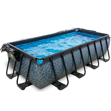 EXIT Pool Stone 400x200cm mit Abdeckung und Sandfilterpumpe, grau von EXIT Toys